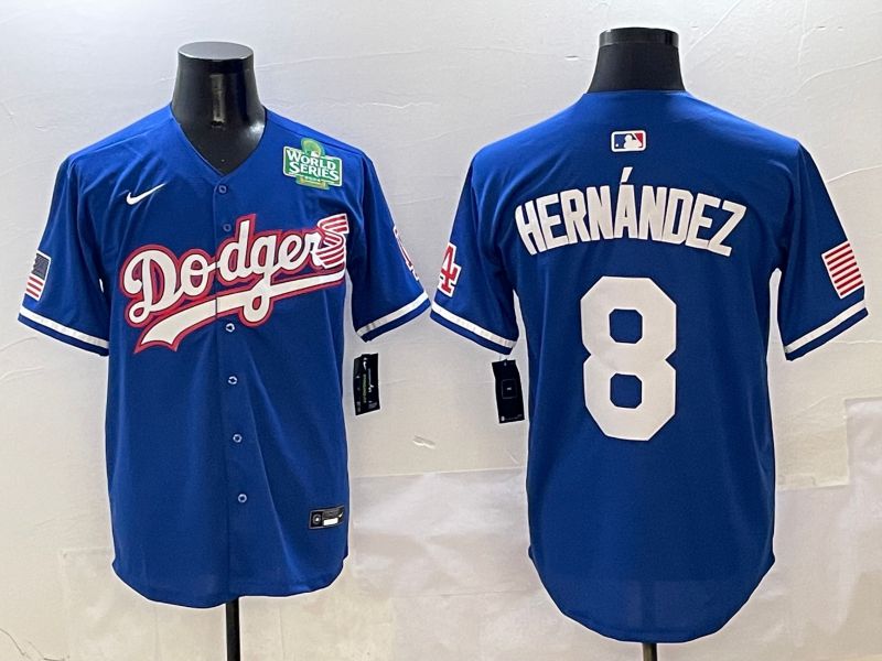 Men Los Angeles Dodgers #8 Hernandez Blue Second generation Joint Name Nike 2025 MLB Jersey style 7->los angeles dodgers->MLB Jersey